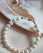 تصویر دستبند مروارید پرورشی با قفل نقره 