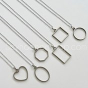 تصویر فریم گردنبند ظریف استیل نقره ای با سنگ رزین 