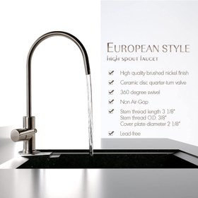 تصویر شیر آب تصفیه اهرمی لوکس AQUAVITA مدل PURITY-FLOW | 100% آب خالص - دودی AQUAVITA Purity-Flow Luxury Reverse Osmosis Faucet | Lead-Free Brass & Anti-Rust Design