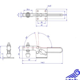 تصویر کلمپ دسته افقی مدل 201C با تحمل بار 100 کیلوگرم ساخت چین Horizontal Hold Down Clamp Model 201C