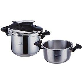 تصویر زودپز استیل دوقلو زومیت مدل ZM-1034 Zoomit twin steel pressure cooker model ZM-1034