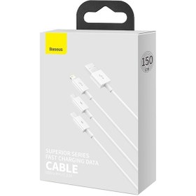 تصویر کابل شارژ سریع سه سر بیسوس مدل CAMLTYS طول 1.5 متر Baseus Superior 3in1 USB Cable CAMLTYS - Lightning / USB Type C / micro USB - 1.5m