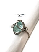 تصویر انگشتر آکوامارین زنانه نمونه شفاف بینظیر و استثنایی R28 