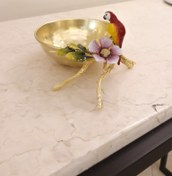 تصویر پیاله طوطی برنجی | مدل گل کاغذی 