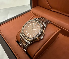 تصویر ساعت مردانه پتک فیلیپ مخراج کاری ترکیب مسی نقره ای Men's watch Patek Philippe Makhaj Kari combination of copper and silver