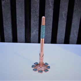 تصویر ست خودکار و جاخودکاری رو میزی مس و فیروزه PN-01 