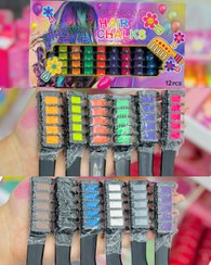 تصویر شانه رنگی گچ مو / تغییر رنگ موقت مو بدون دکلره آسیب - سفید Hair chalk comb _ temporary hair colour brush