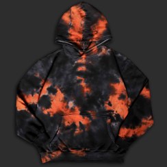 تصویر هودی تای دای ( شیبوری ) ابر و بادی نارنجی-مشکی Orange & Black Tie Dye Hoodie