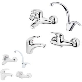 تصویر ست شیرآلات کاویان مدل آروشا سفید Kavian faucet set Arusha model