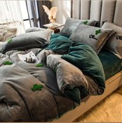 تصویر سرویس روتختی مخمل کالیفرنیا مدل کاکتوس یک و نیم نفره ضد تعریق 