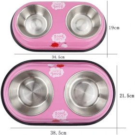 تصویر ظرف آب و غذا دوقلو استیل سگ و گربه 