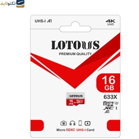 تصویر کارت حافظه‌ microSDHC لوتوس استاندارد U3 A1 مدل 633X ظرفیت 16 گیگابایت Lotous Memory Card 633X microSDHC U3 A1 - 16GB