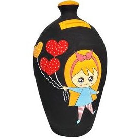 تصویر قلک سفالی طرح دختر مدل RO - 21 