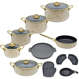 تصویر سرویس قابلمه 16 پارچه ماربل بی وی کی BVK cookware set BVK 16Pcs