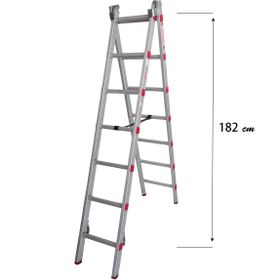 تصویر نردبان 14 پله آلوپات مدل کشویی دو طرفه 4 متری آلومینیومی ALUPAT 