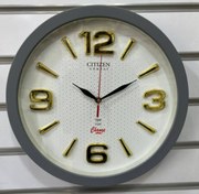 تصویر ساعت دیواری سیتیزن گرد قیمت مناسب - طوسی اعداد طلایی 