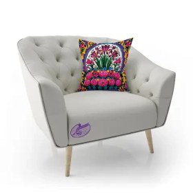 تصویر کوسن سنتی طرح گل باغ 