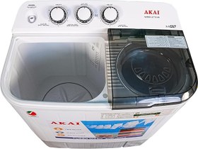 تصویر AKAI 5 kg Twin-Tub Semi-Automatic Washing Machine,Powerful Pulsator, Energy Efficient, Easy Wash Timer, Spin Timer, 66CmX 40CmX84Cm White WMMA-XTT51W 