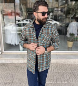 تصویر پیراهن پشمی ضخیم - زردقرمز / L 