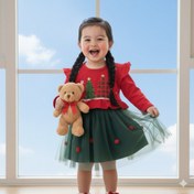 تصویر سارافون یلدایی دخترانه مناسب سایز نوزادی تا ۳ سال - سایز یک 