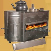 تصویر بخاری هیزمی سه کاره ( گرمایش - کباب پز - پخت غذا ) 