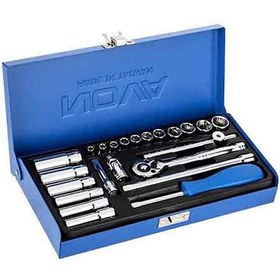 تصویر مجموعه 23 عددی سری و آچار بکس نووا مدل NTS 7302 ا Nova NTS 7302 Socket Set And Ratchet Wrench 23 PCS Nova NTS 7302 Socket Set And Ratchet Wrench 23 PCS