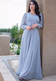 تصویر لباس مجلسی و شب ماکسی مدل حدیث - سبز فیروزه روشن / سایز5-52/54 Dress and long night