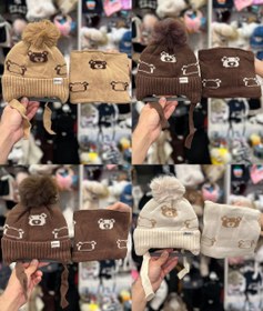 تصویر کلاه شال بچگانه رینگی طرح تدی 