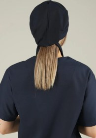 تصویر کلاه جراحی سرمه ای مدل کراواتی 