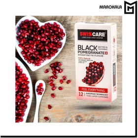 تصویر کاندوم تنگ کننده سوئیس کر مدل Black Pomegranate Swisscare Black Pomegranate Condoms