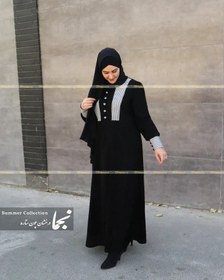 تصویر مانتو عبایی مشکی حریر اسود مدل حلما مزون نجما - مشکی / Black Manto Abaya (Helma)