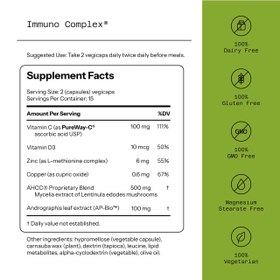 تصویر کپسول AHCC Immuno Complex به همراه ویتامین Zinc ,D , C 