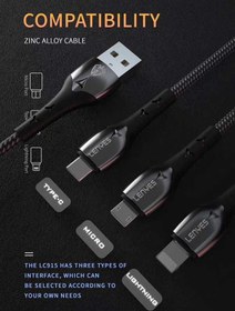 تصویر کابل تبدیل USB به تایپ سی LENYES مدل LC915 طول یک متر 