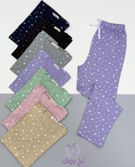 تصویر تیشرت و شلوار قلبی - طوسی 