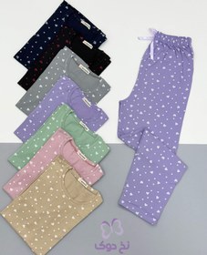 تصویر ست تیشرت و شلوار نخ پنبه قلبی - مشکی 