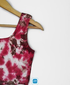 تصویر تاپ دخترانه تای دای ( شیبوری ) زرشکی- قهوه‌ای Crimson & Brown Tie Dye Sleeveless Shirt