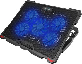 تصویر AICHESON Laptop Cooling Pad 5 Fans Up to 17.3 Inch Heavy Notebook Cooler, Blue LED Lights, 2 USB Ports, S035, Blue-5fans 