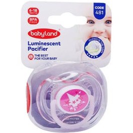 تصویر پستانک اورتودنسی بیبی لند کد 481 مناسب برای 6 تا 18 ماهگی Orthodontic Luminescent Pacifier 6-18M 481