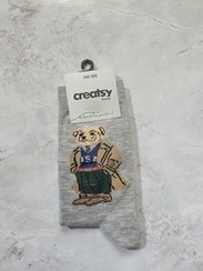 تصویر جوراب مردانه creatsy طرح خرس ساق بلند Creatsy bear pattern socks for men