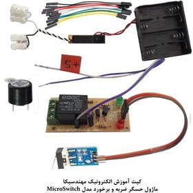 تصویر ماژول تشخیص ضربه و برخورد میکروسوئیچ با رله مهندسیکا مدل microswitch20 