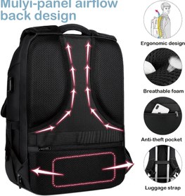 تصویر CoolBELL Backpack Fits for 17.3in Laptop Waterproof Travel Backpack for Men Black Laptop amp Business Bag with USB Charging Port Anti-Theft Computer Backpack Casual Daypack - ارسال 15 الی 20 روز کاری 