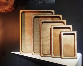 تصویر سینی سرو چوبی پنج عددی طرح مستطیل کد 0104 