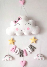 تصویر آویز اسم دکوراتیو مخمل ابر cloud garland baby's name