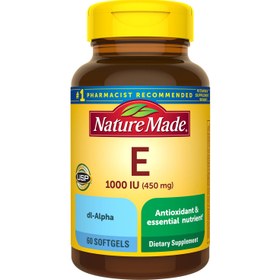 تصویر سافت ژل ویتامین E 1000 IU (450 میلی گرم) dl-Alpha برند نیچرمید ۶۰ عددی Nature Made Vitamin E 450 Mg 60 Softgels