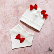 تصویر ست کلاه و پیشبند نوزادی دخترانه کشباف پنبه - ۰ تا ۶ ماه 