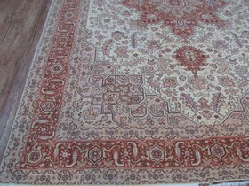 تصویر فرش کرک و ابریشم تبریز نقشه هریس جفت ۶ متری اعلا Tabriz hand woven carpet