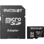 تصویر کارت حافظه‌ میکرو اس دی پاتریوت LX Series کلاس 10 استاندارد UHS-I U1 ظرفیت 64 گیگابایت همراه با آداپتور SD 