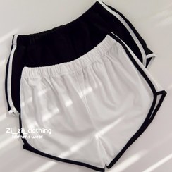 تصویر شلوارک زنانه پنبه ای نواردار سفید 