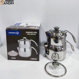 تصویر کتری و قوری استیل کرکماز روگازی مدل kettle & pot set korkmaz A1626 