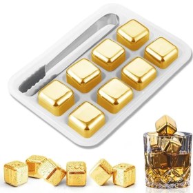 تصویر خرید قالب یخ ۸ خانه استیل طلایی تک و عمده کد Z1040 